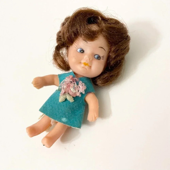 Vtg Gold Farb Novelty Doll Liddle Kiddle Kiddles Clone Flaws 2.5 Inch Tall - Picture 12 of 13